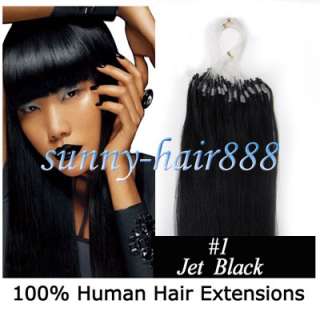  Loop Micro Ring INDIAN REMY Human Hair Extensions100s#01 Jet black 60g