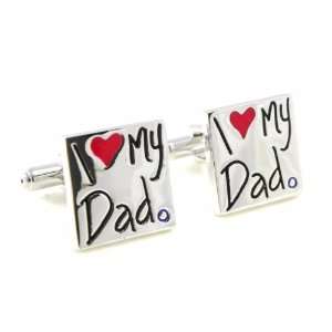  Cufflinks I Love My Dad red silvery.: Jewelry