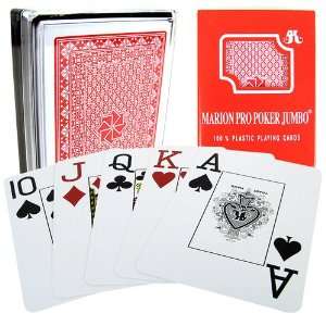  Marion Pro Jumbo Index   100% Red Plastic Poker Playing 