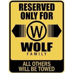   RESERVED ONLY FOR WOLF FAMILY  PARKING SIGN