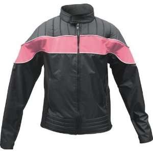Ladies Pink/black Textile Riding Jacket 100% Nylon Water Resistant w 
