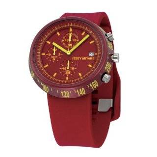 Issey Miyake Midsize SILAT003 Red Trapezoid AL Collection Chronograph 