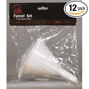  Chef Craft 4 Piece Plastic Funnel Sets, White (Pack of 12 