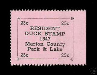 1947   VF NG Kansas Marion County Duck Stamp   RARE  