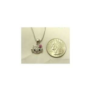  Hello Kitty Necklace with crystals and a pink flower bow 