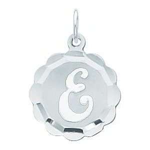  Sterling Silver Brocaded Initial E Charm: Jewelry