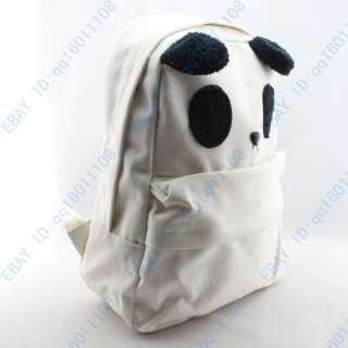 Womens Lovely White Panda Canvas Backpack With a Small Panda Shoulder 