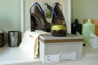 MARNI Satin Silk Color Block w Constrasting Wedges Heels Shoes 37 6.5 