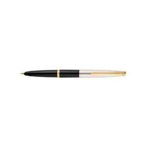   Black Gold Trim with Flat Top Fountain Pen Medium Nib: Office Products