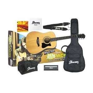  Ibanez Jampack Solid Top Acoustic Guitar Pack Natural High 