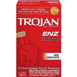  Trojan Enz Non Lubricated 12 Pack   Condoms Health 