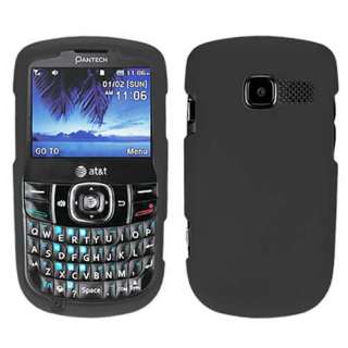 Pantech Link II 2 P5000 AT&T Black Rubberized Hard Case Cover +Screen 