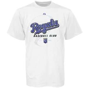  Majestic Kansas City Royals Baseball Club White T shirt 
