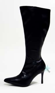 WIDE CALF POINTY TOE KNEE HIGH STYLISH PLUS SIZE BOOTS  