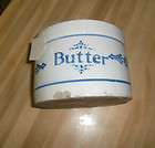 antique stoneware butter crock blue letters returns not accepted 