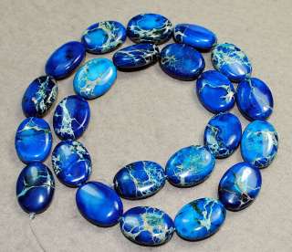 13x18mm Blue Emperor Stone Flat Oval Beads 16  