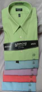 Arrow Fitted Solid Point Collar Dress Shirt mans NEW  