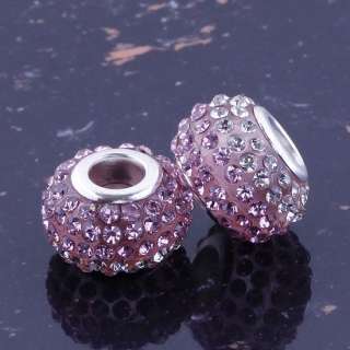 5X Tresor Pink&Clear Line Crystal Disco Balls European Resin Beads Fit 