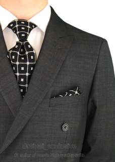  DOUBLE BREASTED SUIT + PLEATED PANTS 2707 CHARCOAL WINDOWPANE  