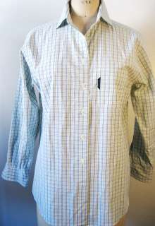   Green & White Windowpane Check 100% Cotton Button Front Shirt 8  
