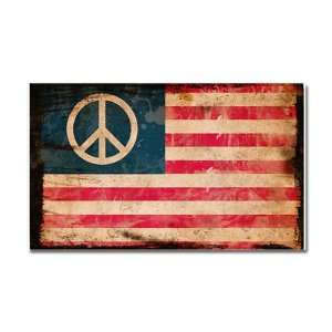    Car Magnet 20 x 12 Worn US Flag Peace Symbol 
