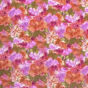   Allover Large Floral Peach Fabric By The Yard: Arts, Crafts & Sewing