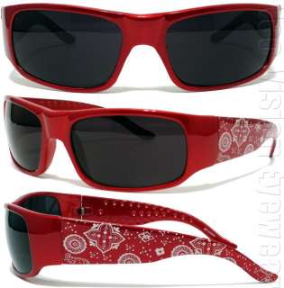 Red Paisley Bandana Sunglasses Super Dark OG LOC Style  