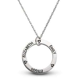  Personalized Sterling Family 3 Name Disk Pendant With 