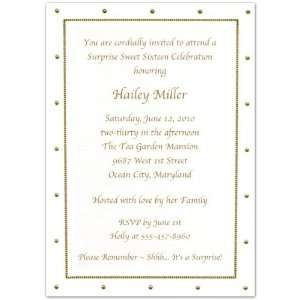   Gold Foil Dotted Border Sweet 16 Invitations