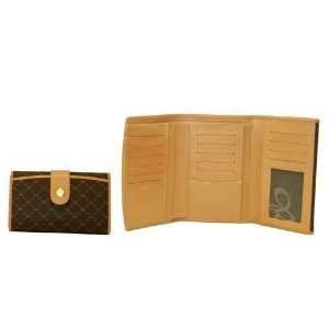   Brown Multi Fold Button Wallet by Rioni Designer Handbags & Luggage