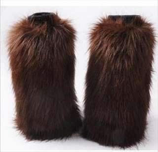 Womens coffee Faux Fur Winter Leg Warmer Boots Sleeve Cover