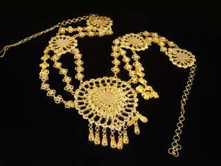 21K Yellow Gold 24 Ornate Diamond Cut 3 Tier Necklace   35.06 Grams 