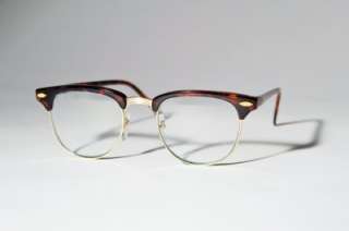 50s Clubmaster Vintage Brown Tort Wayfarer Retro Sunglasses Clear 