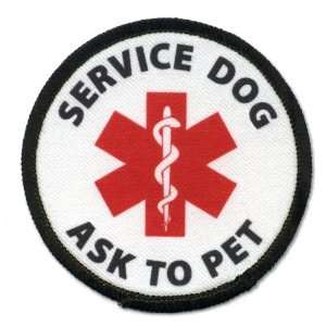  SERVICE DOG Ask To Pet Medical Alert Symbol 2.5 inch Black 