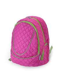 PINK GREEN LARGE QUILTED SCHOOL BACKPACK BAG  