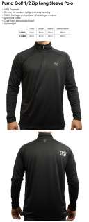 NWT Puma Mens Golf 1/2 Zip Long Sleeve Polo Shirt Top Black Large 