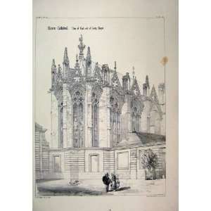    Architectural Drawing France C1870 Rouen Cathedral