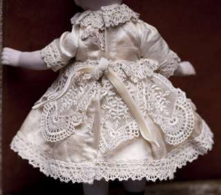 Antique SIlk TINY DRESS for French or German Doll 7 1/2  