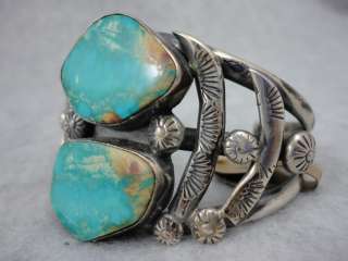 RARE vintage Navajo FOX turquoise silver bracelet Native American 