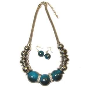  Set of Gradient Blue Ball, Crystal and Chain Mail Jewelry 
