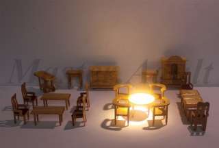 22 pc Dollhouse Miniature 1:12 Handmade Wooden Furniture Set: Table 