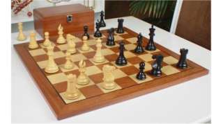 Exclusive Chess Set Ebonized 3 Mahogany Board & Box  