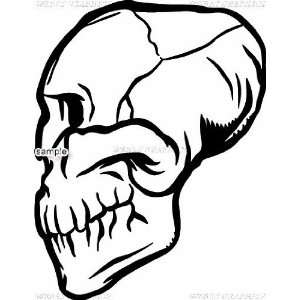 SIDE FACE CRACKED SKULL WITH NO TEETH SKULL 10 WHITE VINYL DECAL 