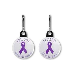 EPILEPSY Awareness Out of the Shadows 2 Pack of 1 inch White Zipper 