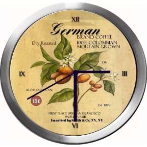  GERMAN 14 Inch Coffee Metal Clock Quartz Movement Kitchen 