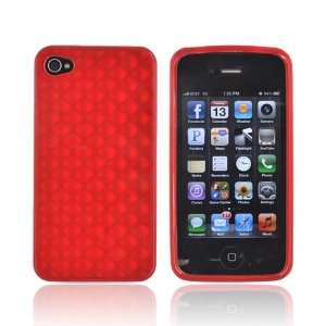   4S 4 Red 3D Cubes TPU Crystal Silicone Skin Case Cover Electronics