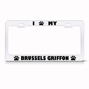  Brussels Griffon Dog White Metal license plate frame Tag 