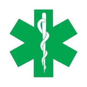 Standard Star of Life Decal With White Border done in Green   3 h 