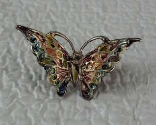   Butterfly Pin Figural Brooch Jewelry Painted Pastel Colors  