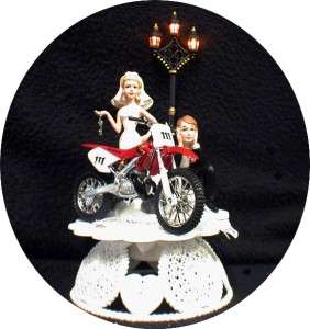 Sexy red Off Road Dirt Bike Motorcycle wedding Cake topper Honda track 
